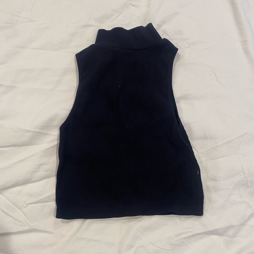 Zara black turtleneck cropped sleeveless tank top